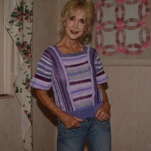 Hand crochet purple multi sweater